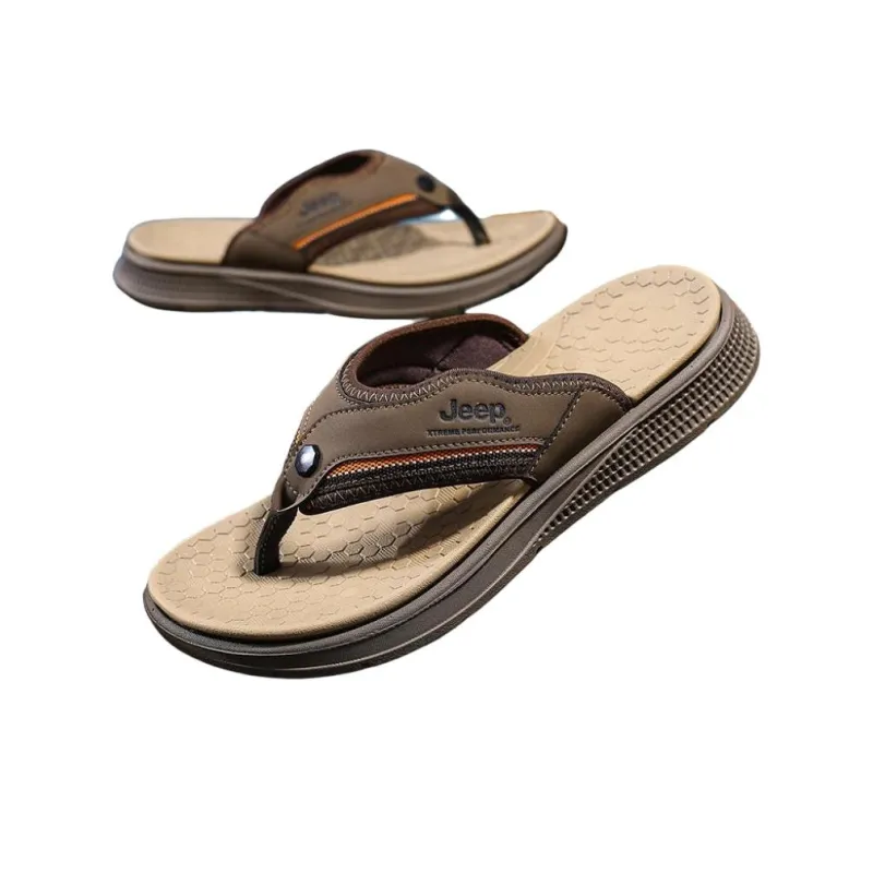 Jeep Classic Collection Slip Resistant Abrasion Resistant Flip Flops Men's Dark Khaki-1