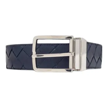 Bottega Veneta Calfskin Leather Belts Unisex Blue Width 3.5 Cm