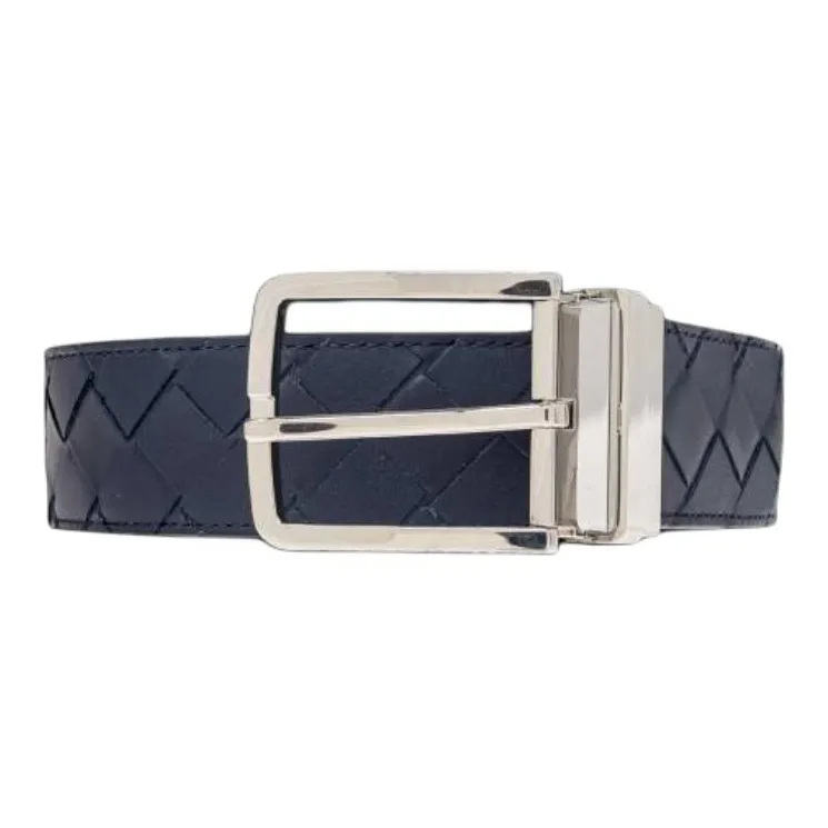 Bottega Veneta Calfskin Leather Belts Unisex Blue Width 3.5 Cm-0