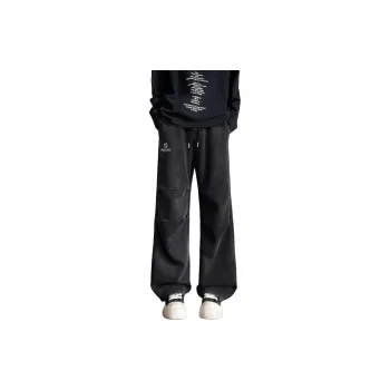 FAIRWHALE Knitted Sweatpants Unisex Washed Black
