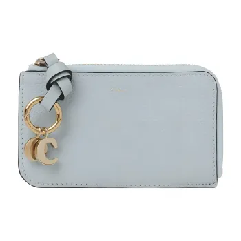 Chloe Alphabet Grained Calfskin Coin Purses Wallets Small Size Women's Ice Blue
