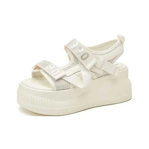 DAPHNE Beach Sandals Women's Black, Beige-4