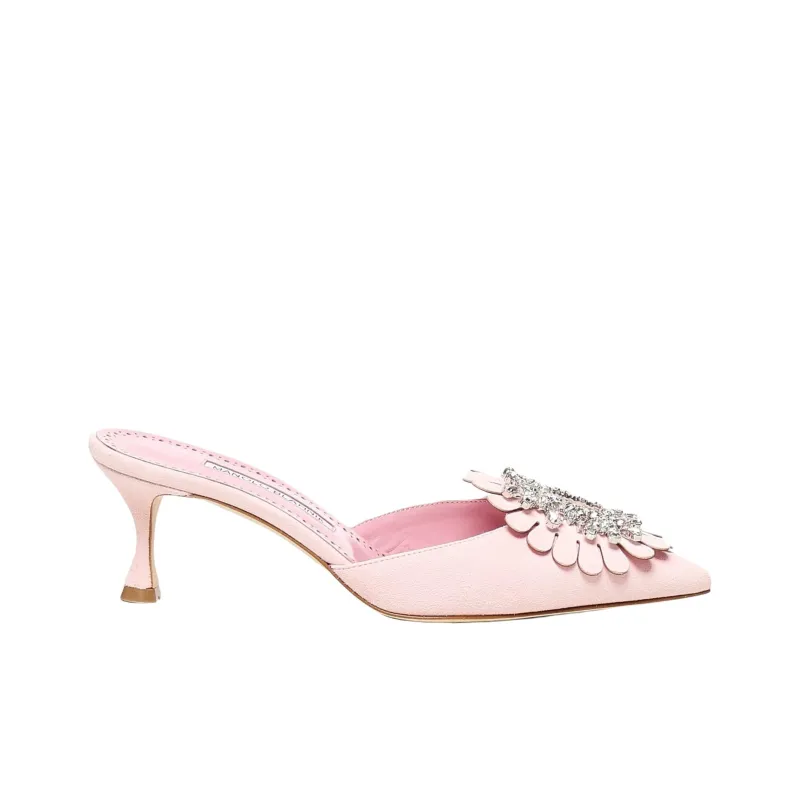 MANOLO BLAHNIK Closed Toe Slippers 5cm Women's Pink-1