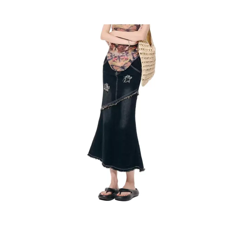 YEARNED Denim Long Skirt Women's-0