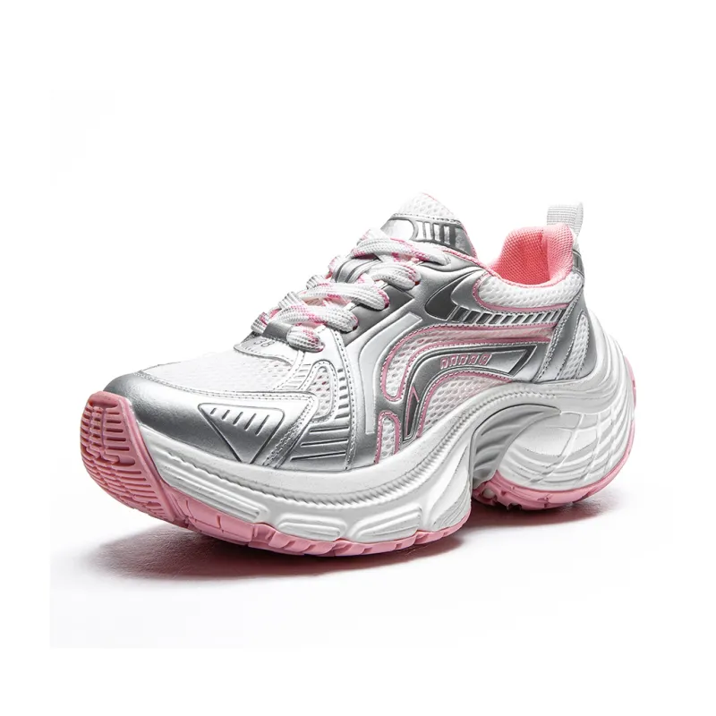 GOSO Slip Resistant Cushioning, Breathable, Height Increasing Low Top Chunky Sneakers Women's White-4