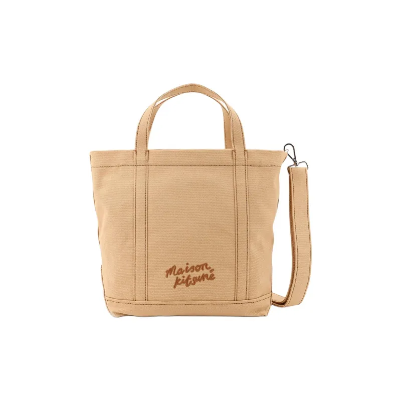 Maison Kitsune Cotton Tote Bag, Shopping Bag, Shoulder Bag, Handbag Trumpets Women's Brown-2