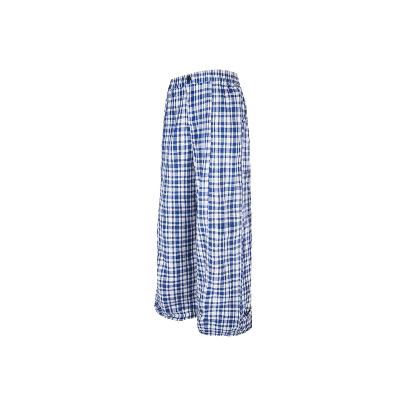 Pa33word Casual Pants Women's Blue Plaid-1