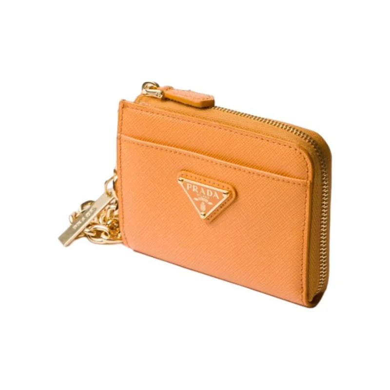 PRADA Saffiano Calfskin Wallet Trumpets Women's Amber-1
