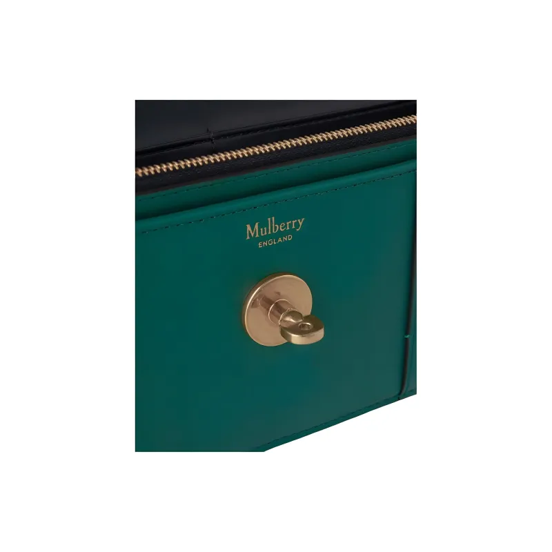 Mulberry Leather One Shoulder Crossbody Clutches Women's Peacock Green-4