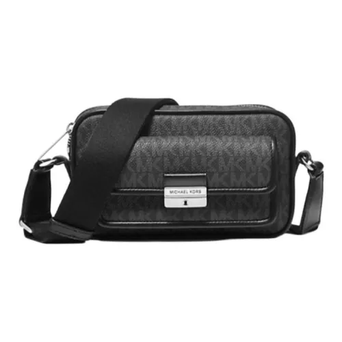 MICHAEL KORS Bradshaw Coated Canvas Camera Bag, Crossbody Bag Trumpets Women's Black