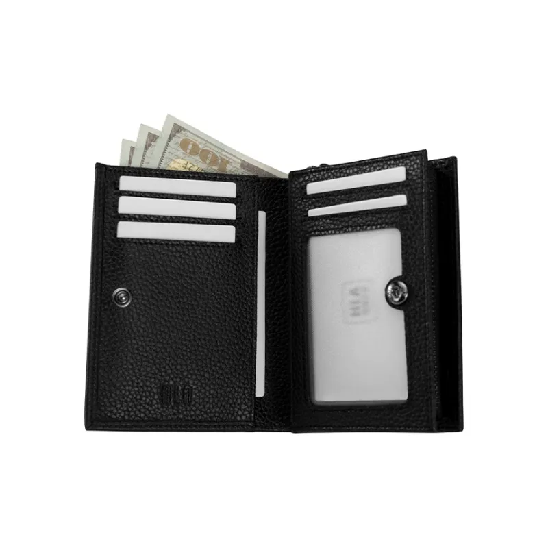 HLA Cow Leather Wallet Regular Unisex Black-2