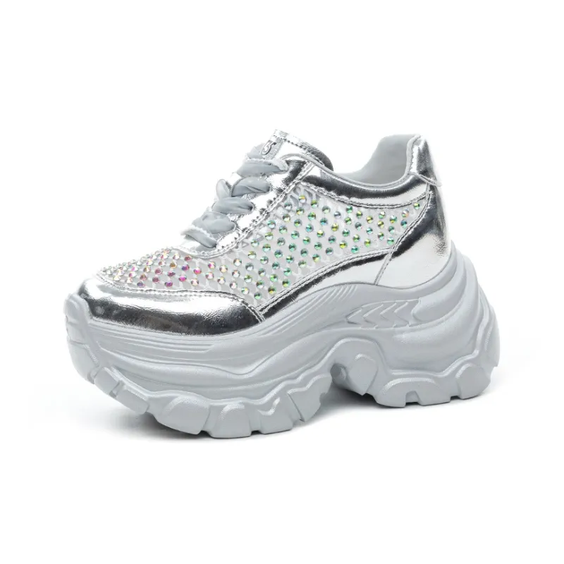 Shoe cabinet floral language Chunky Sneakers Women's Low Top White-7