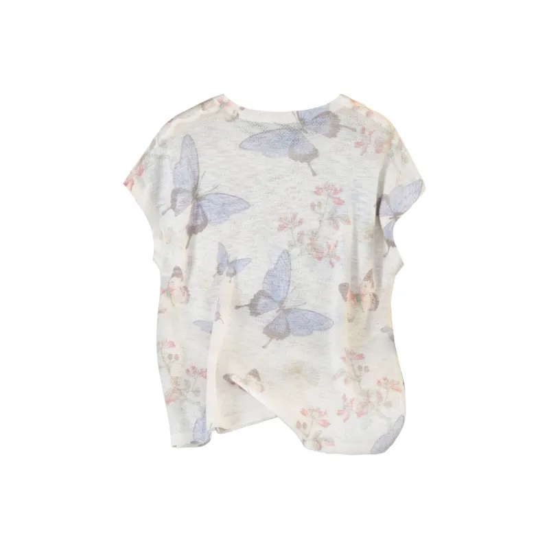 TOUCH Knitwear Women's White Base With Purple Butterfly-1