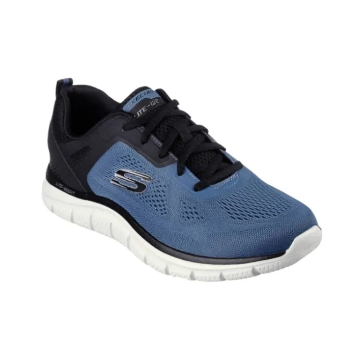 Skechers Wide Fit Low Top Running Shoes Men's Black Blue-2