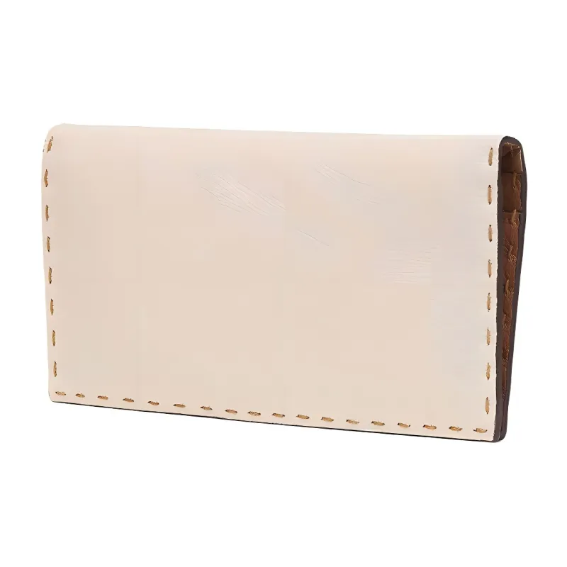 FENDI Calfskin Money Clip Card Holder Card Case Men's White-1
