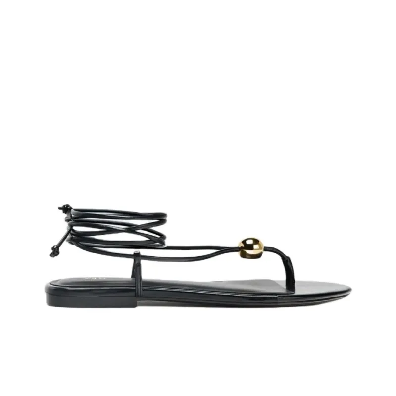 ZARA One Strap Sandals 1cm Women's Black-1