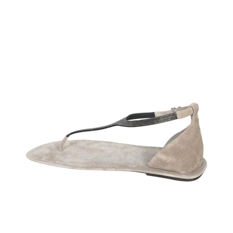 Brunello Cucinelli One Strap Sandals Women's Gray-3