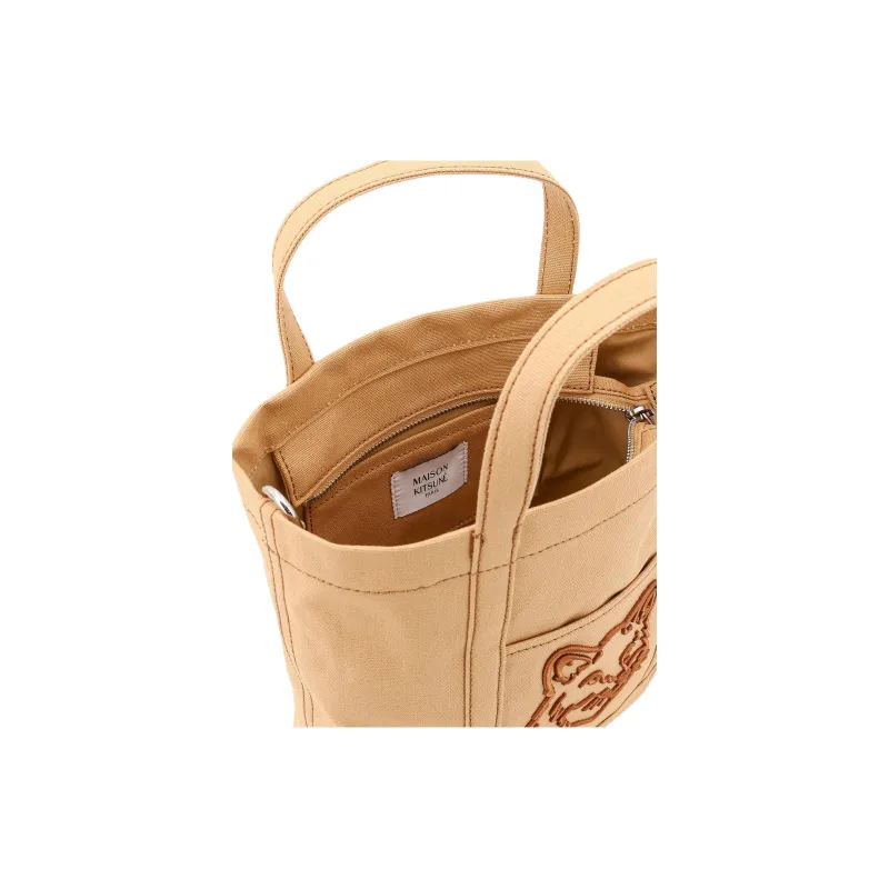 Maison Kitsune Cotton Tote Bag, Shopping Bag, Shoulder Bag, Handbag Trumpets Women's Brown-4
