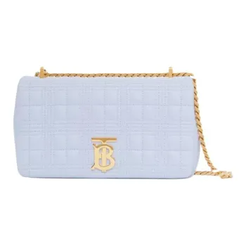 Burberry Lola Lola Bag Quilting Lambskin Shoulder Bag Crossbody Bag Small Size Women's Light Blue