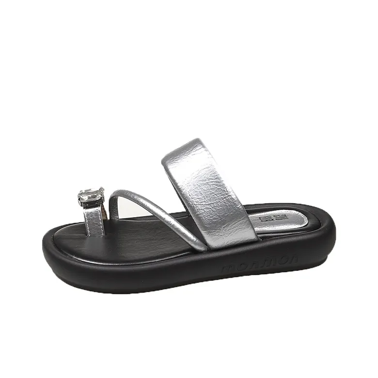 AJPAP Rubber Sole Rhinestone Slide Slippers Women's-15