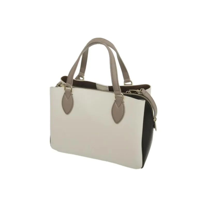Furla Leather Tote Bag, Shopping Bag, Shoulder Bag, Handbag Trumpets Women's Talc & Black-3