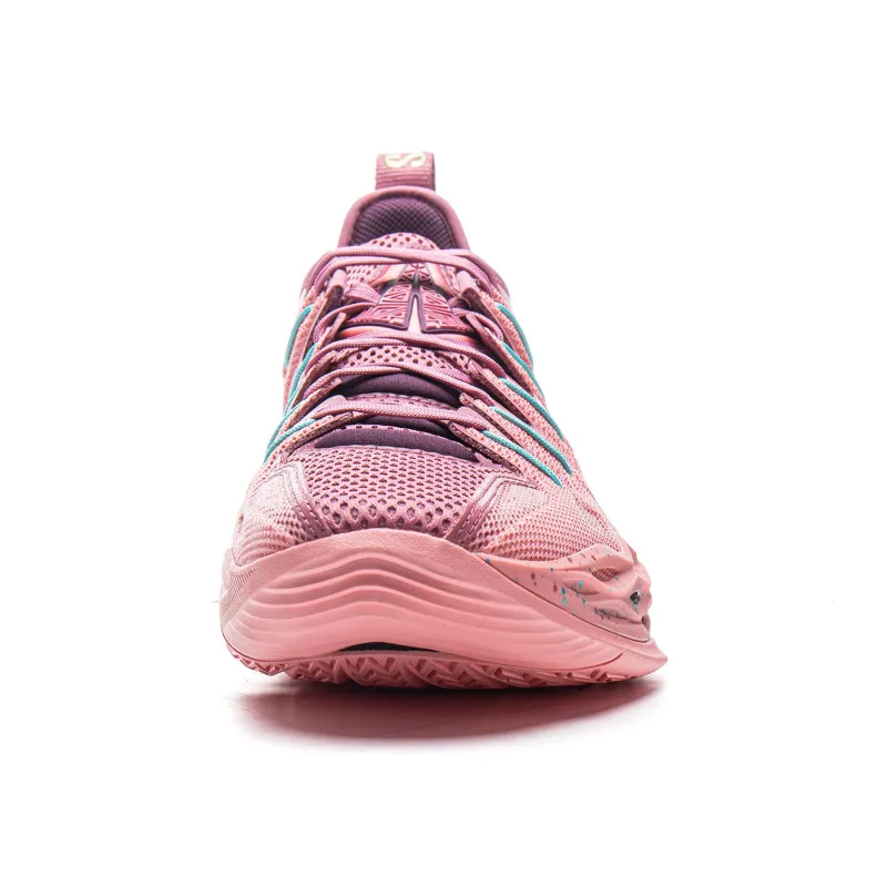 LiNing Buckets Shock Absorbers Slip Resistant Breathable Low Top Basketball Shoes Men's Pink-4