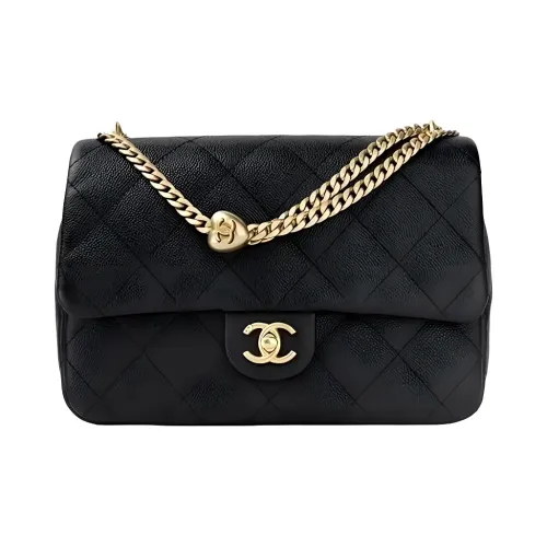 CHANEL Shiny Lambskin Crossbody Bag Shoulder Bag Women's Black