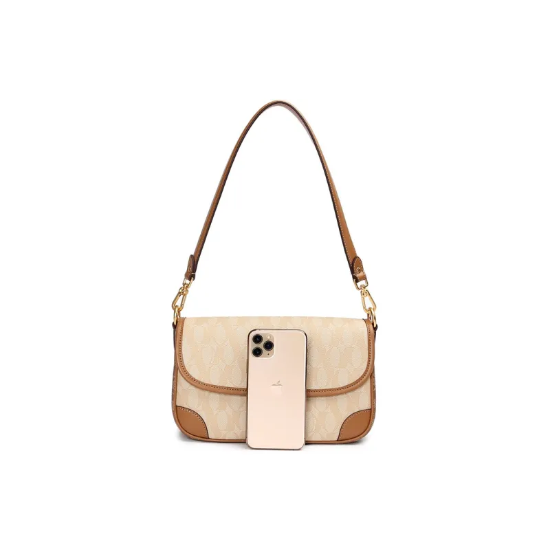 Montagut PVC For Microfiber Shoulder Bag Women's Beige Brown-1