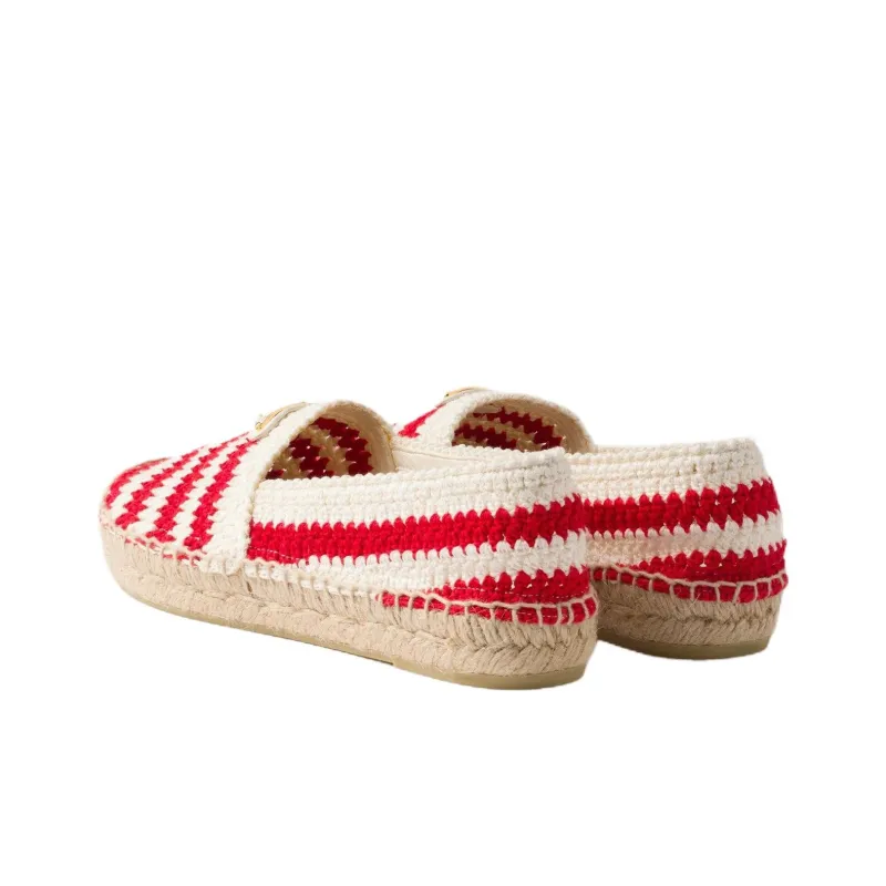 PRADA Crochet Espadrilles Women's Red-3