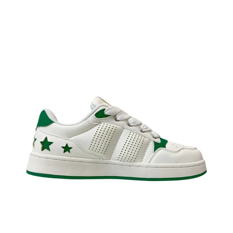 MQGAll Slip Resistant, Abrasion Resistant, Breathable Low Top Skateboard Shoes Unisex White Green-1