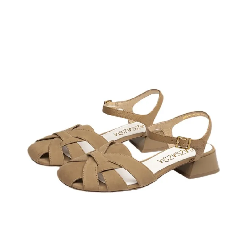 ZSAZSAZSU Island Summer Roman Sandals 3.5cm Women's Brown-2