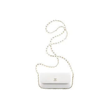 CHANEL Sheepskin Flap Bag, Cell Phone Pouch, Shoulder Bag, Crossbody Bag Women's White