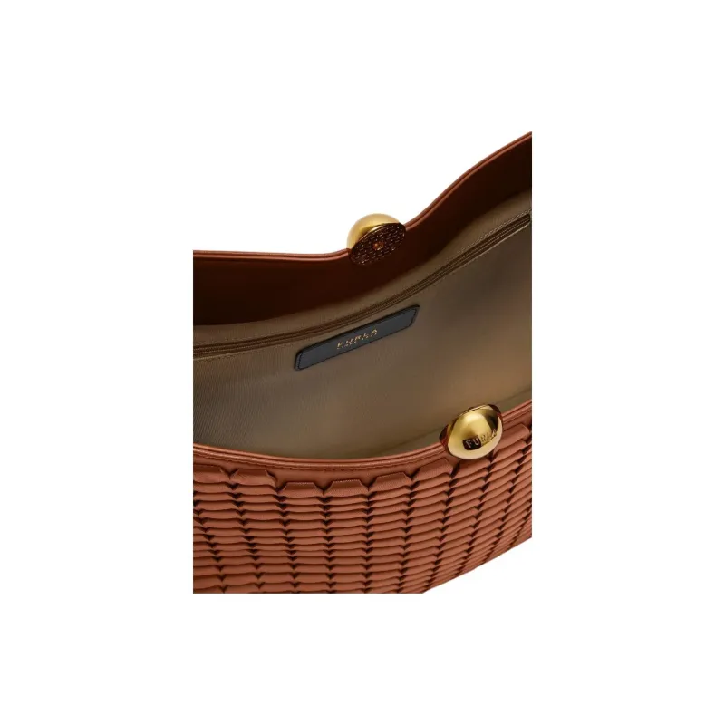 Furla Leather Shoulder Bag Tubas Women's Cognac Brandy-3