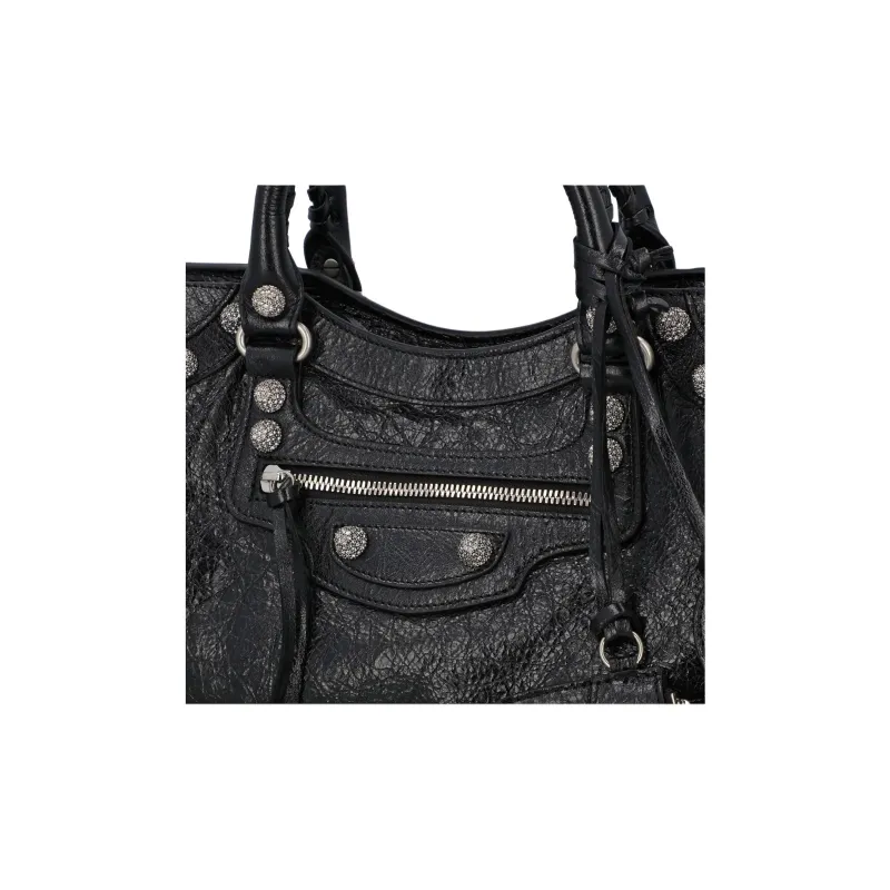 Balenciaga Neo Cagole City Lambskin One Shoulder Handbag Women's Black-3