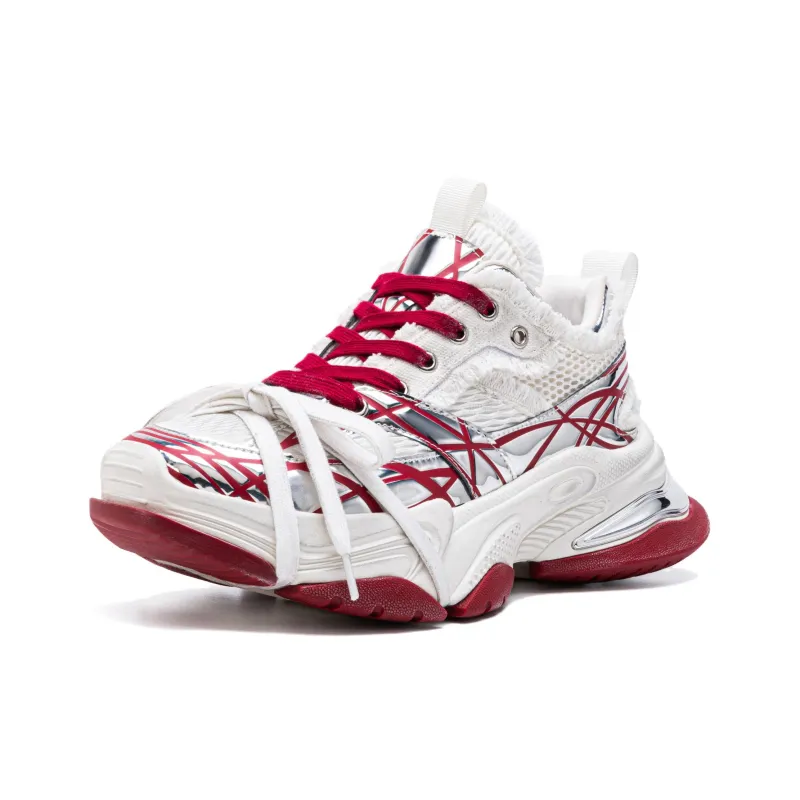LINGMO Slip Resistant, Abrasion Resistant, Breathable, Height Increasing Low Top Chunky Sneakers Unisex White-9