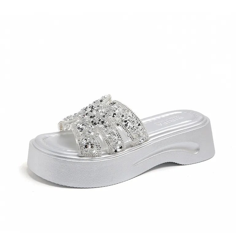 AFJI Slide Slippers Women's Beige/Silver-5