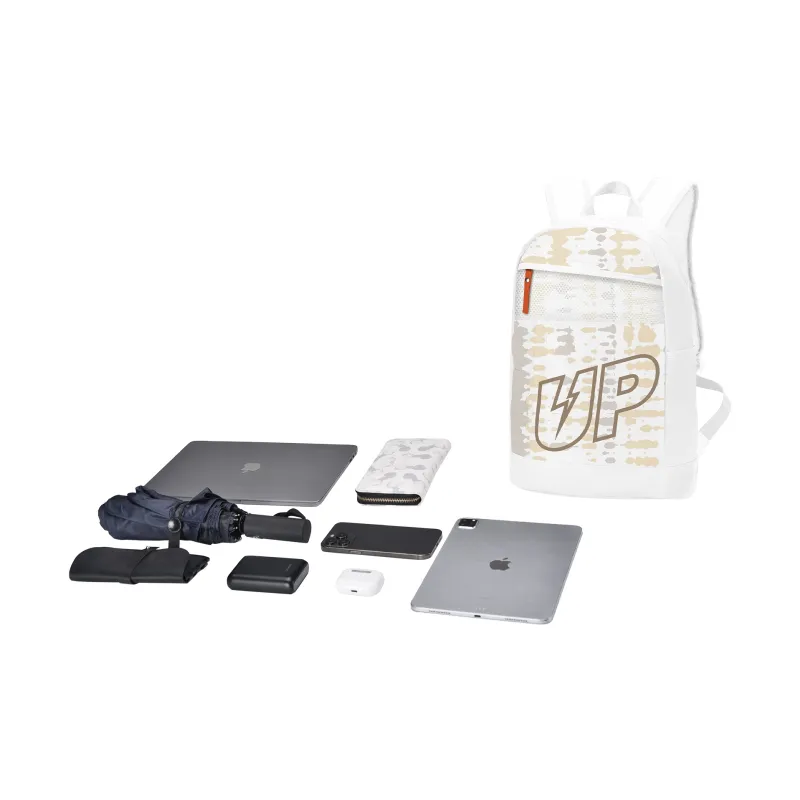 TURN UP Polyester Backpack Unisex White-3