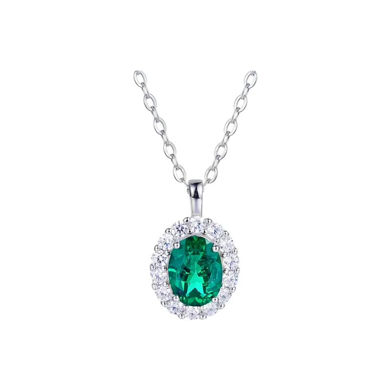 KOYOOME Cultured Emerald S925 Sterling Silver Necklaces Unisex-0
