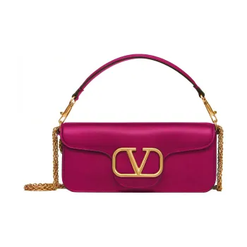 Valentino Locò Calfskin Baguette Bag Shoulder Bag Crossbody Bag Handbag Regular Women's Rose Red