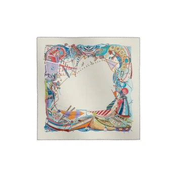 HERMES 100% Cotton Silk Scarves Women's White