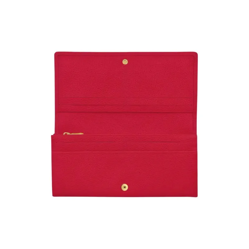 LONGCHAMP Le Foulonné Leather Wallet Women's Red-2