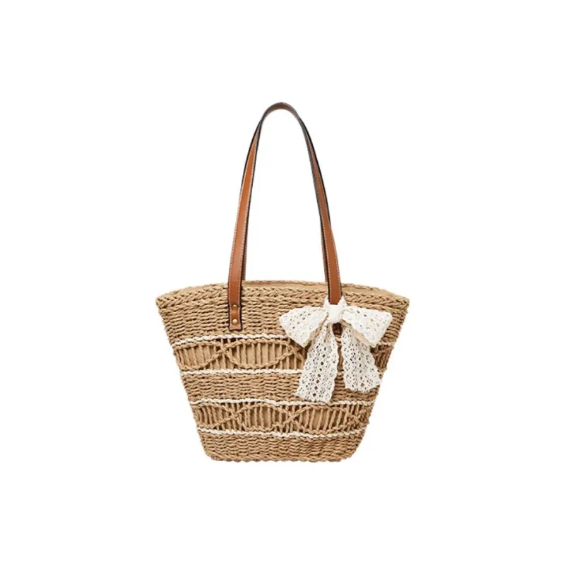 15 MINS Synthetic Leather Tote Bag, Shoulder Bag, Shopping Bag Women's Ecru/Khaki-4