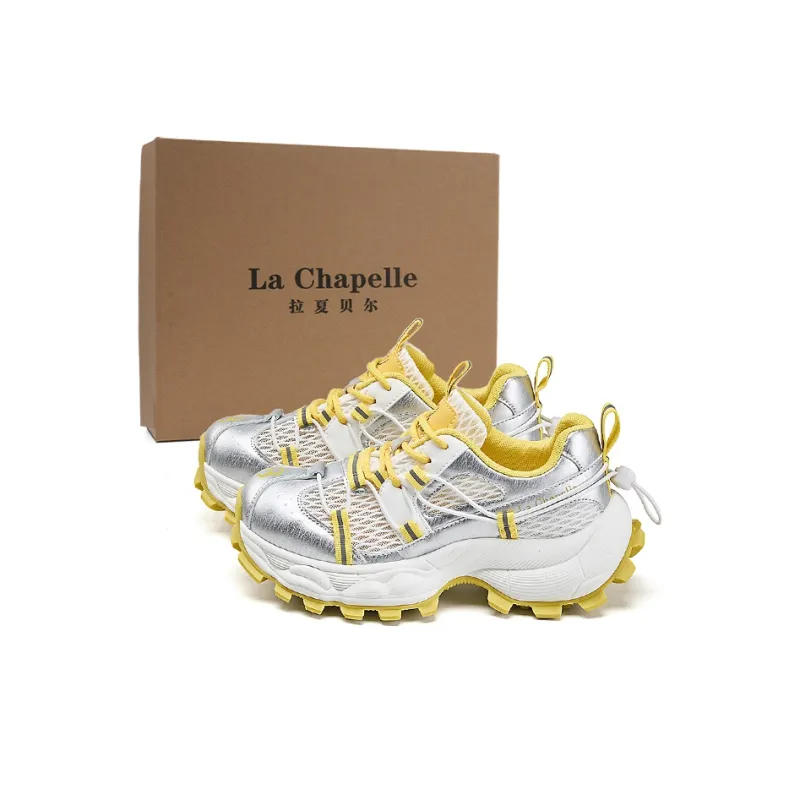 La Chapelle Slip Resistant, Abrasion Resistant, Breathable, Lightweight Low Top Chunky Sneakers Women's Yellow-1