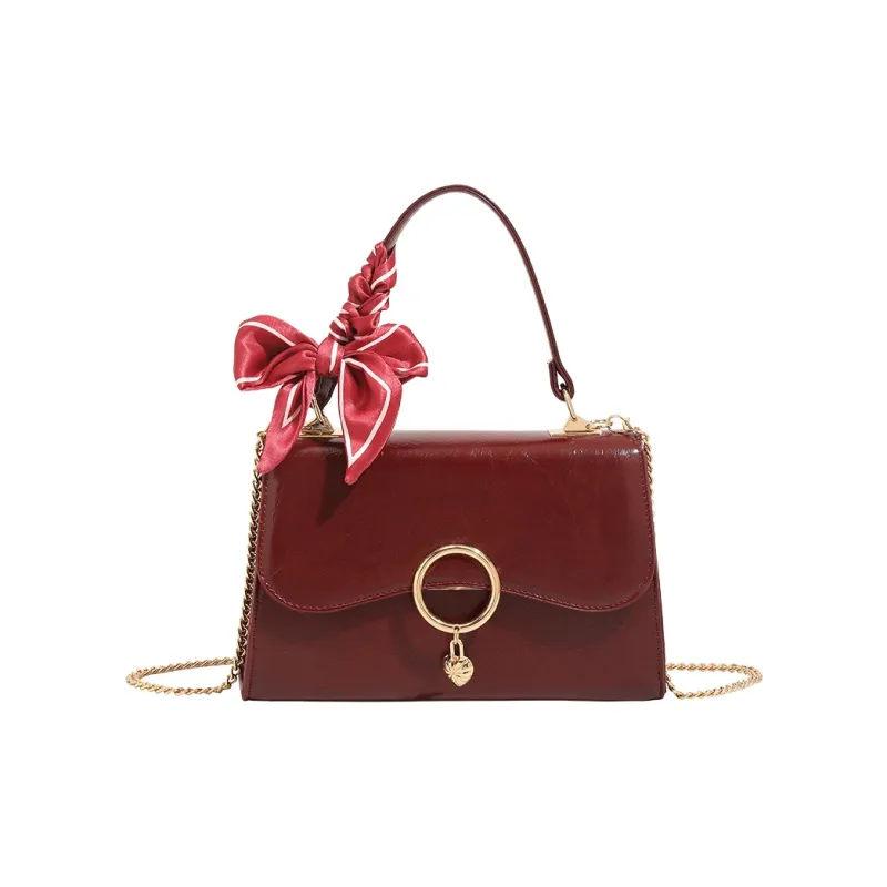 H YXIANG Microfiber Synthetic Leather One Shoulder Handbag Women's Red-0
