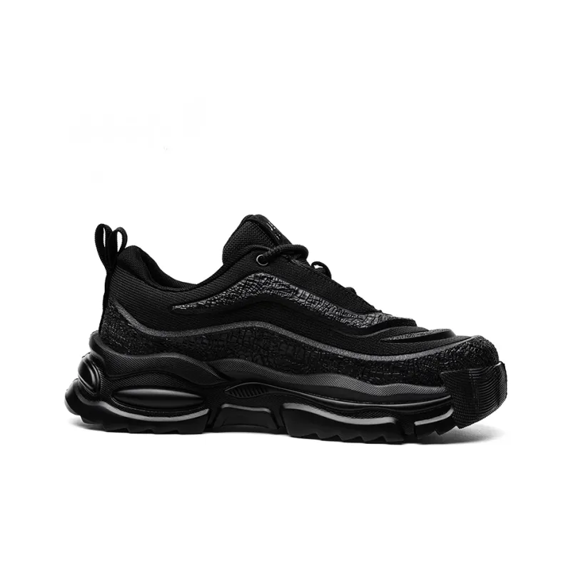 JEEP SPIRIT Shock Absorbers With Slip Resistant And Abrasion Resistant Properties Low Top Chunky Sneakers Men's Black-1