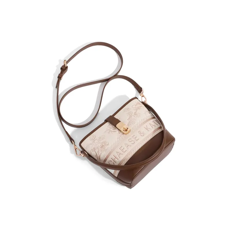 CLEVER& KETCH PU Handbag Regular Women's Coffee/Ecru-4