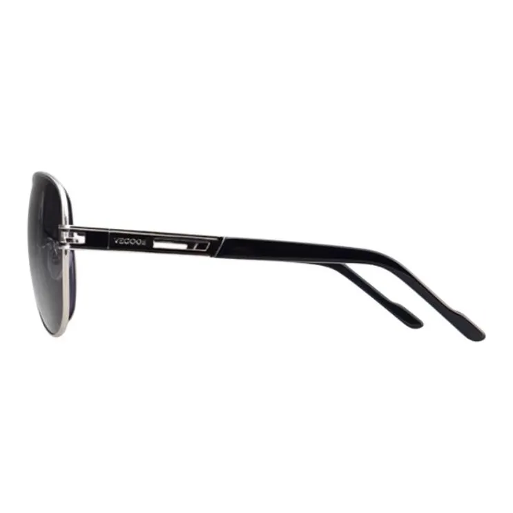 VEGOOS Plate And Metal Silicone Aviator Sunglasses Men's Silver-2