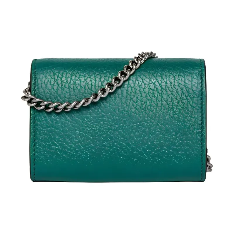 GUCCI Dionysus Leather Handbag, Coin Purse, Card Holder Extra Mini Women's Green-2