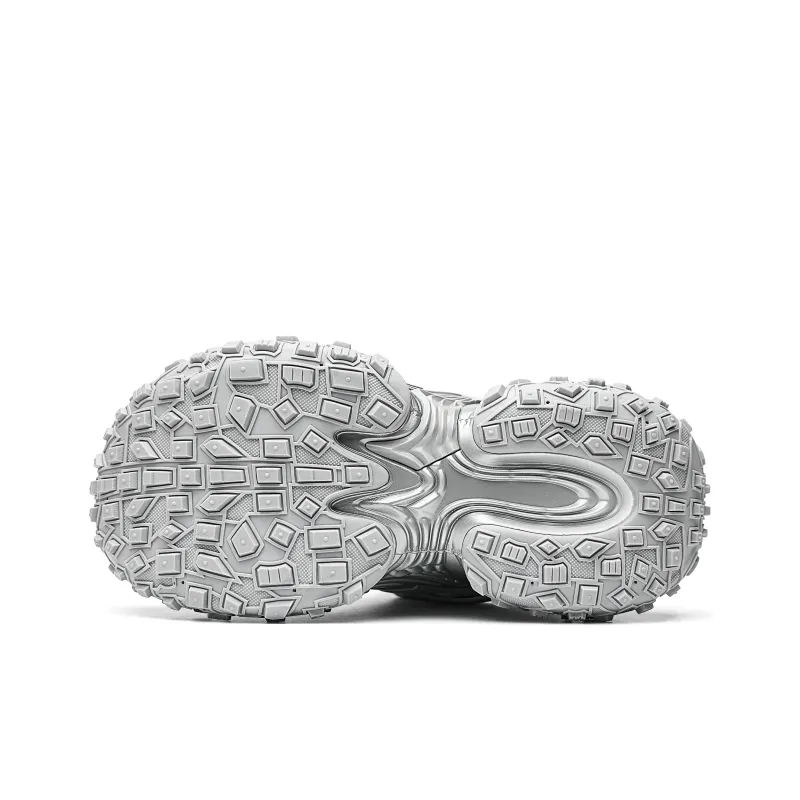 MVA Non slip, Wear resistant, Impact resistant Low Top Chunky Sneakers Unisex Silver-4