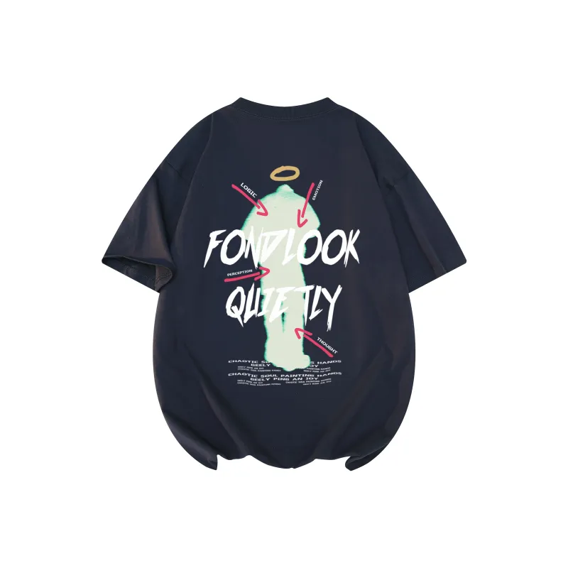 FONDLOOK T Shirts Unisex Navy Blue-0